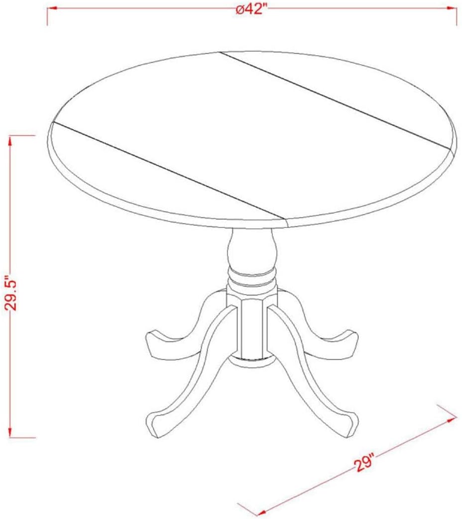 East West Furniture DLEN5-OAK-07 5 Piece Kitchen Table & Chairs Set Includes a Round Dining Table with Dropleaf and 4 Limelight Linen Fabric Parson Dining Chairs, 42x42 Inch, Oak