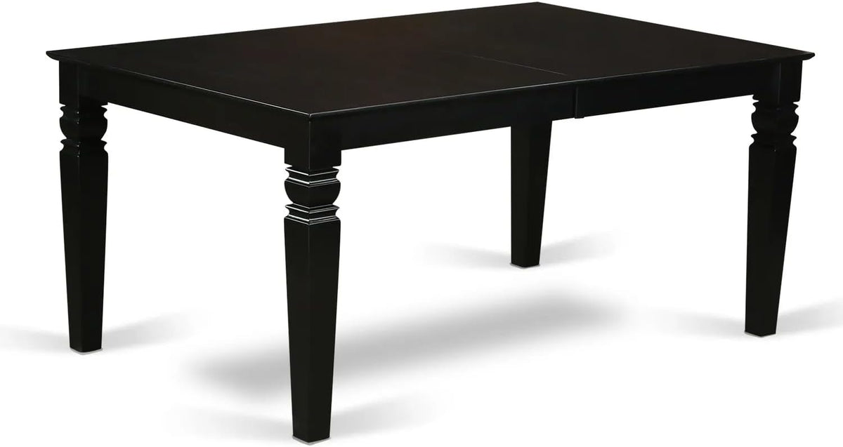 East West Furniture LGDA7-BLK-26 7 Piece Dining Table Set Contains a Rectangle Kitchen Table with Butterfly Leaf and 6 Polyester Fabric Upholstered Chairs, 42x84 Inch, Black