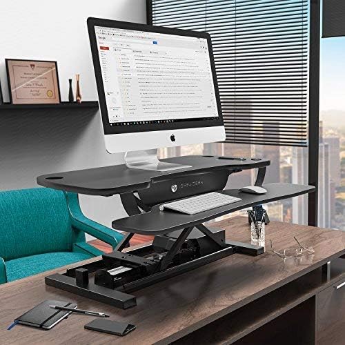 VERSADESK Electric Standing Desk Converter, 48 Inch PowerPro Height-Adjustable Sit Stand Desktop Riser, Keyboard Tray, USB Charging Port, 48" W X 24" D, Black