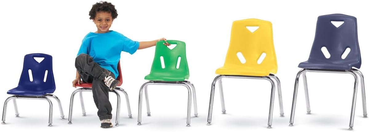 Jonti-Craft Berries 8140JC1114 Stacking Chair with Chrome-Plated Legs, 10" Height, Orange
