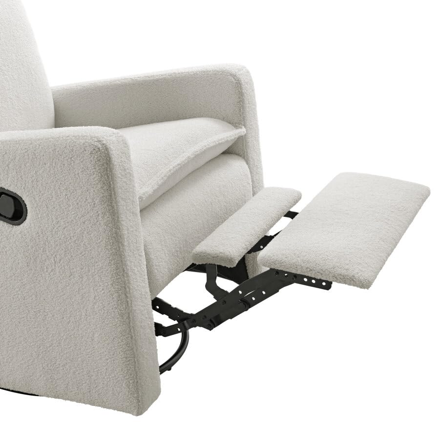 Oxford Baby Uptown Upholstered Swivel Glider and Recliner Nursery Chair, Boucle White