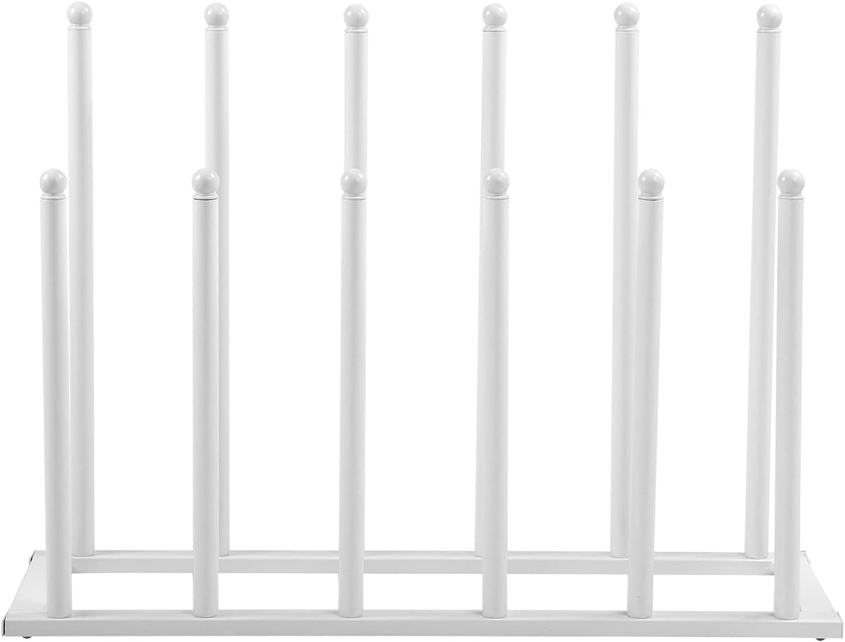 MyGift Modern White Metal Free Standing Boot Shoe Rack Organizer, Tall Boot Shaper Storage Stand, Holds up 6 Pairs of Tall Boots