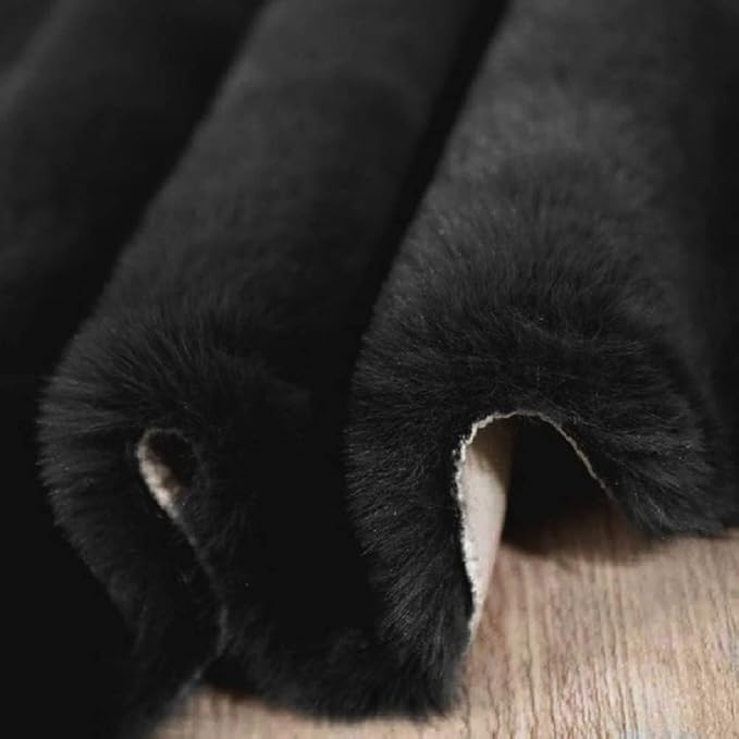 ORINOVA Black Fluffy Rug for Bedroom Shag Rug Washable Carpet Faux Rabbit Fur