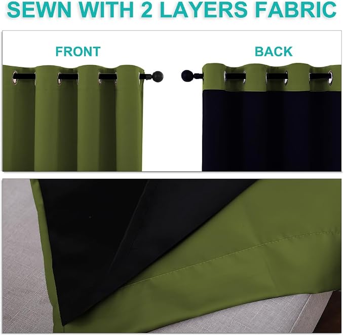 NICETOWN Full Shading Curtains 90" Long 2 Panels Set