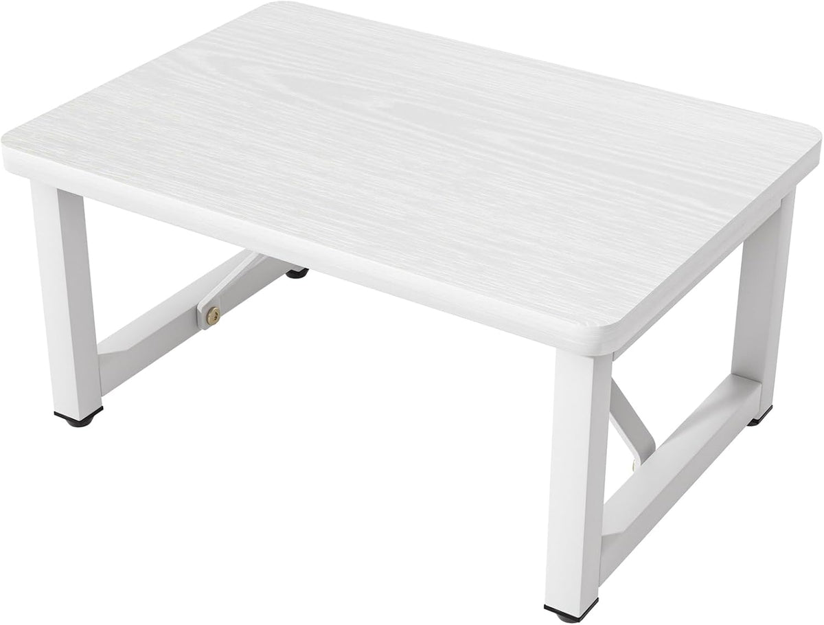 Step Stool, Small Step Stool for Adults, Wood and Metal Foot Stool, One Stepping Stool for Bedside Sofa Side, 400 LBS Load Heavy Duty Step, White