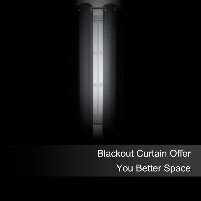 LEMOMO Blackout Curtains 66 x 54 Inch Long Frost Grey Curtains Set of 2 Panels