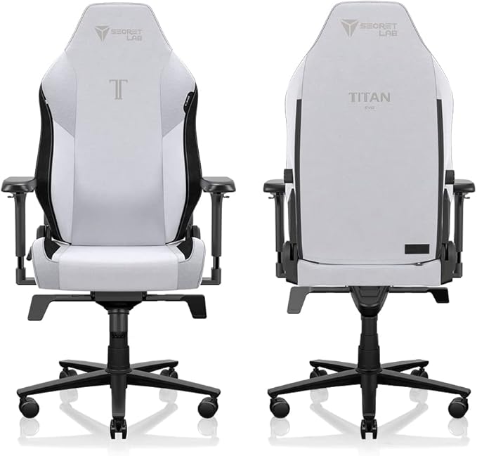 Secretlab Titan Evo Arctic White Gaming Chair - Reclining, Ergonomic, Heavy Duty Computer Chair with 4D Armrest, Magnetic Head Pillow & Lumbar Support - Big and Tall Up to 395lbs - White - Fabric
