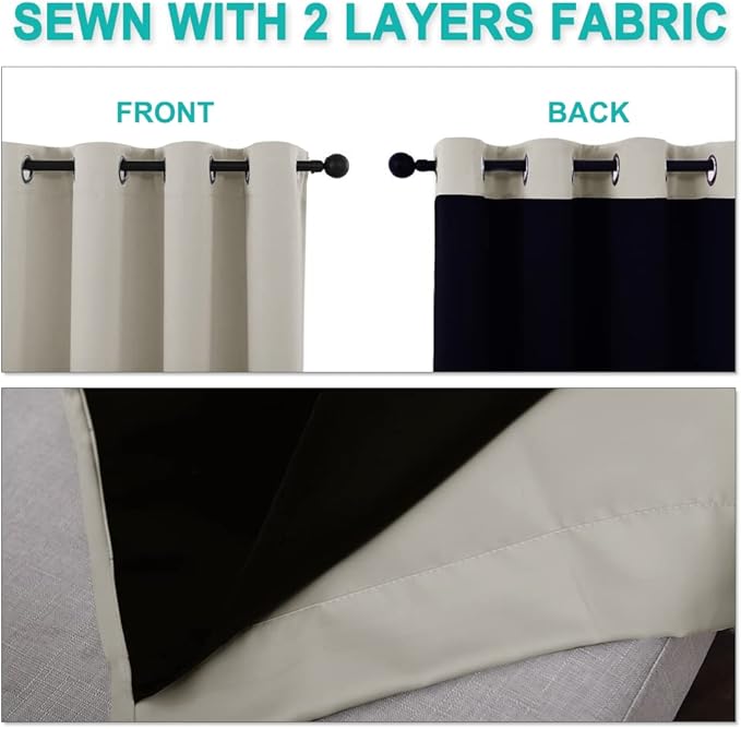 NICETOWN Natural 100% Blackout Curtains