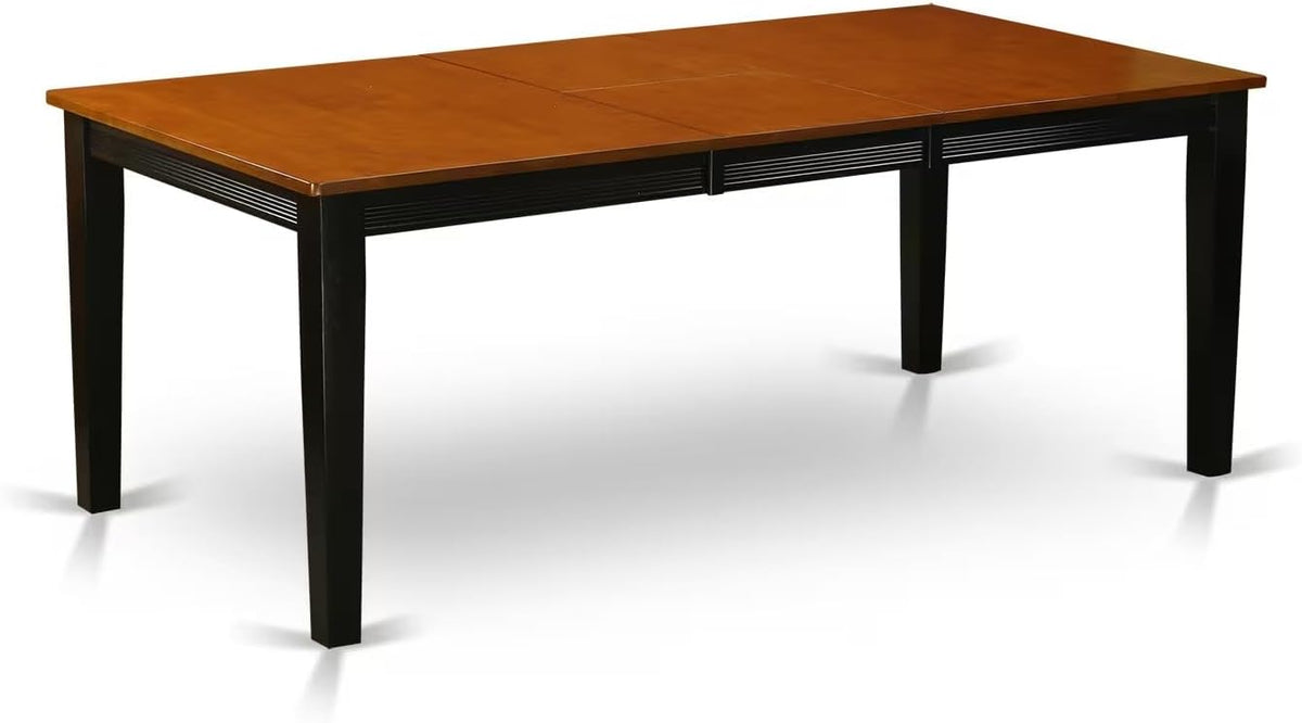 East West Furniture QUKE5-BCH-W 5 Piece Kitchen Table Set for 4 Includes a Rectangle Dining Room Table with Butterfly Leaf and 4 Dining Chairs, 40x78 Inch, Black & Cherry