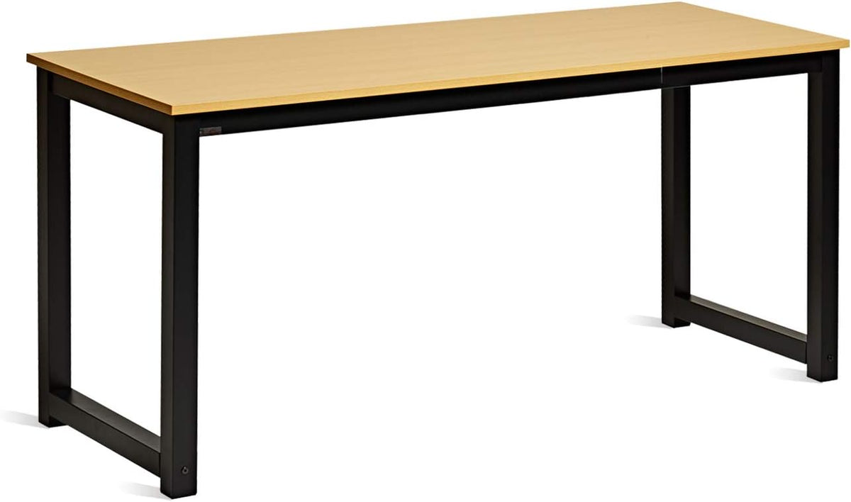 Decoholic 63 Inch Computer Desk, Home & Office PC Laptop Study Writing Table Workstation with Leg Bars, Modern Simple Industrial Style,Oak
