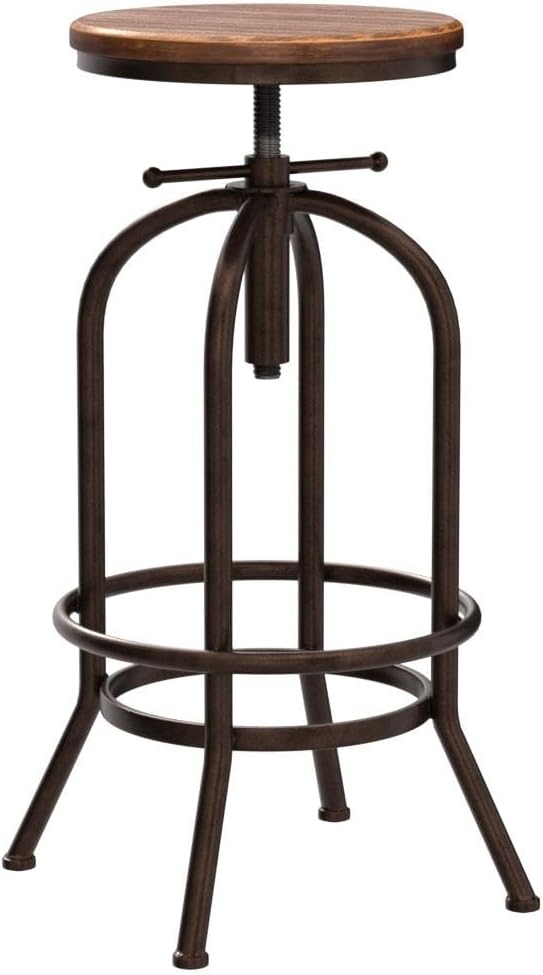 Set of 2 Industrial Bar Stool-Retro 26-32.3inch Swivel Stools-Extra Tall Kitchen Chair-Bar Counter Height Adjustable-Fully Welded (Copper 2PCS)