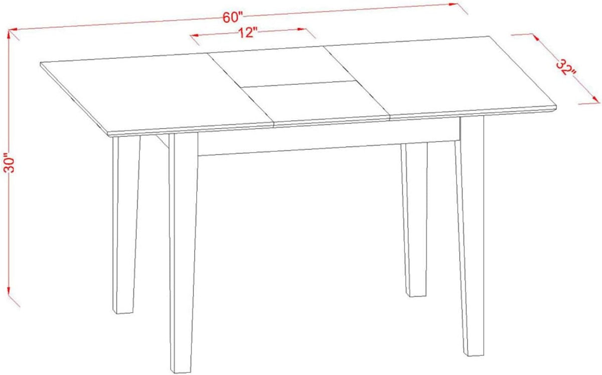 East West Furniture PSIP5-MAH-C 5 Piece Dining Table Set for 4 Includes a Rectangle Kitchen Table with Butterfly Leaf and 4 Linen Fabric Kitchen Dining Chairs, 32x60 Inch, Mahogany