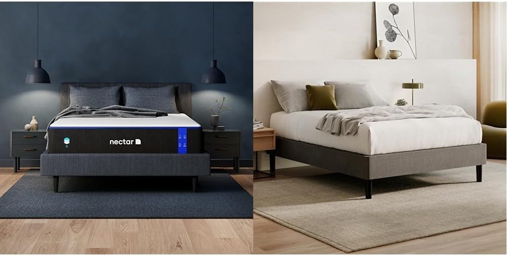 Nectar Full 12” Mattress with Bed Frame - Grey - Medium Firm Gel Memory Foam - Cooling Comfort Technology - 365-Night Trial - Forever Warranty - Easy Assembly - 8 Inch Legs - Holds Up to 700 Pounds