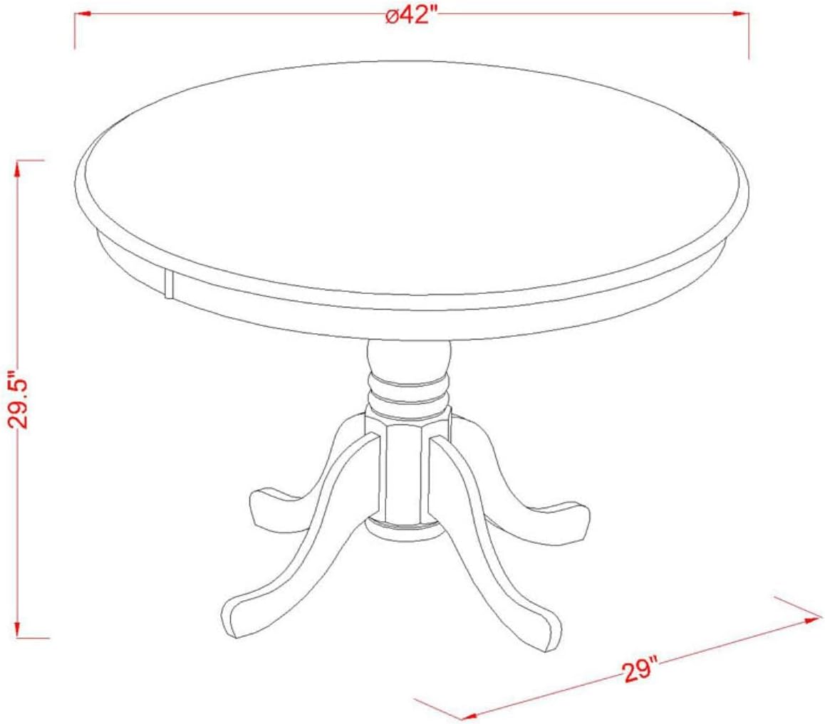 East West Furniture HLAN3-CAP-C 3 Piece Dining Table Set for Small Spaces Contains a Round Dining Room Table with Pedestal and 2 Linen Fabric Upholstered Chairs, 42x42 Inch, Cappuccino