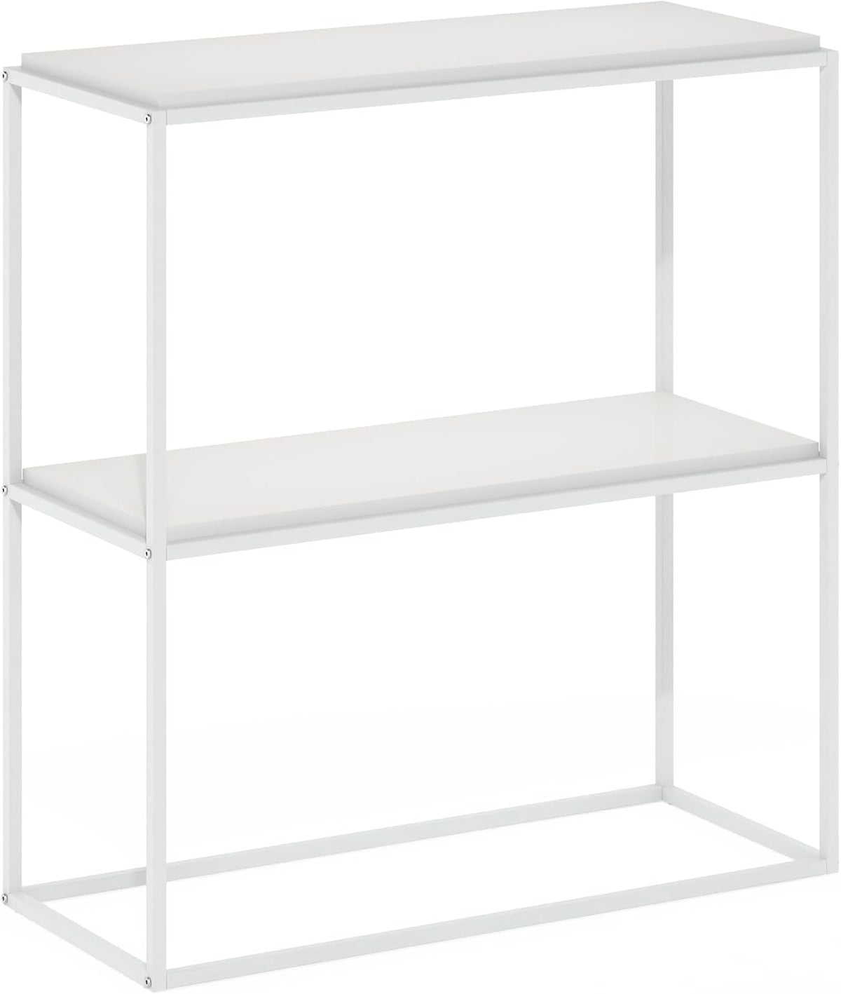 Furinno Moretti Modern Lifestyle Wide Stackable Shelf, 2-Tier, Solid White/White