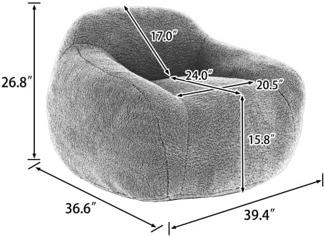 Furniliving Bean Bag Chair, Oversized Bean Bag Couch for Adults Comfy Bean Bag Sofa with Back Support, Giant Bean Bag Chair Stuffed Floor Sofa for Living Room Bedroom Dorm Office, Teddy, Rose Red