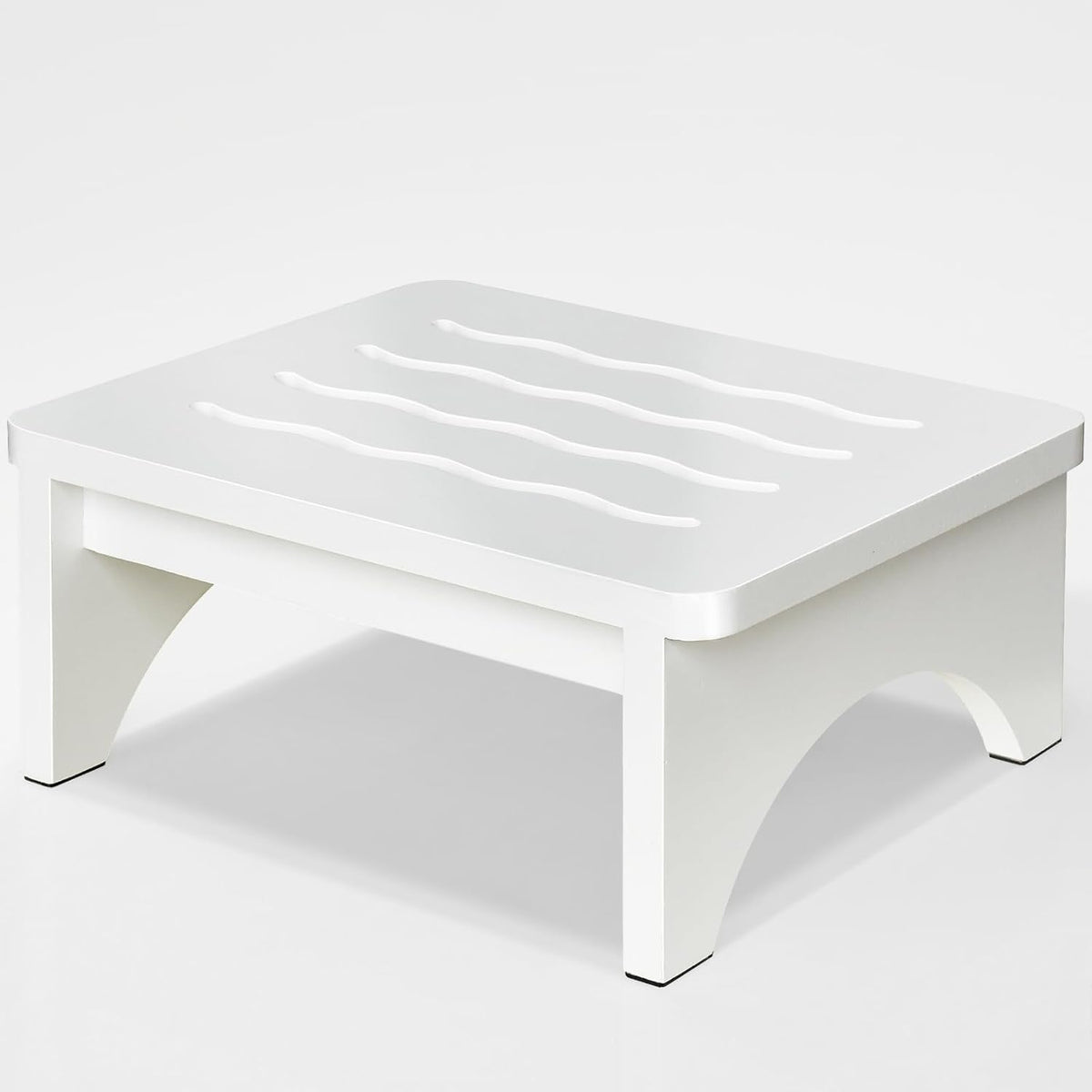 Wooden Step Stool for Adults, One Step Stool with Non-Slip Rubber, 6.9”x 15.7"" Bed Step Stool for High Beds, White Safety Foot Stool for Elderly, Kid