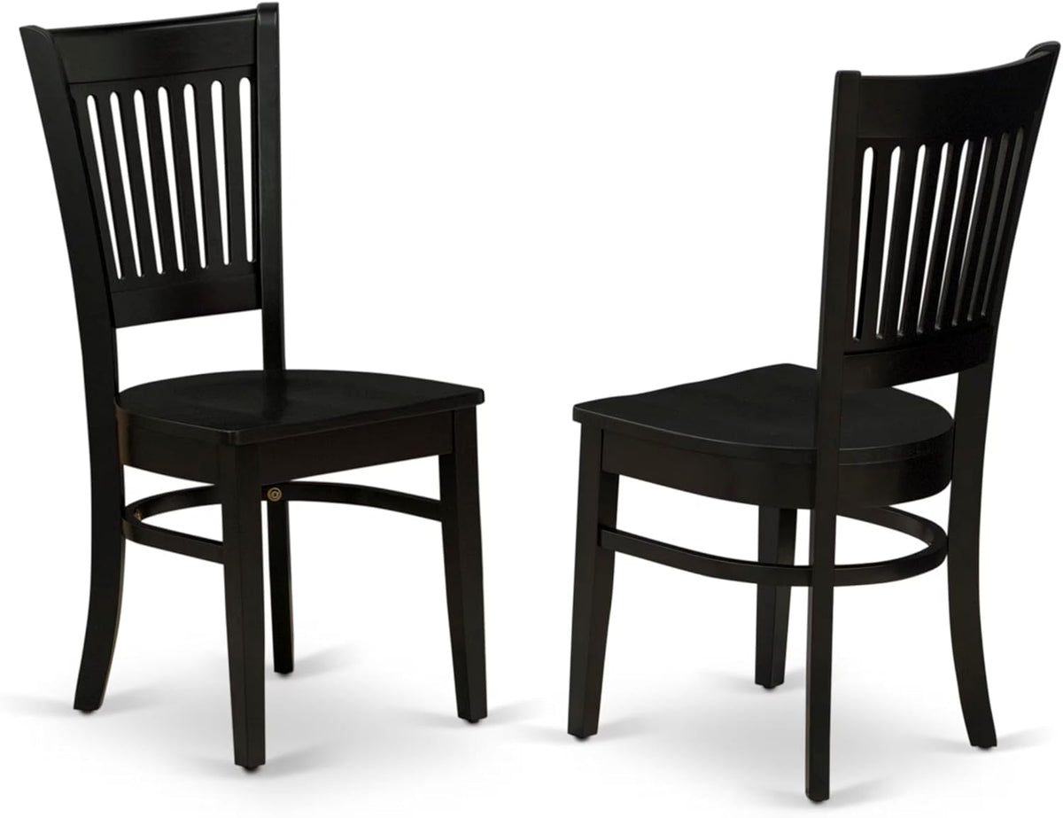 East West Furniture DLVA5-BLK-W 5 Piece Dining Set Includes a Round Dining Room Table with Dropleaf and 4 Kitchen Chairs, 42x42 Inch, Black
