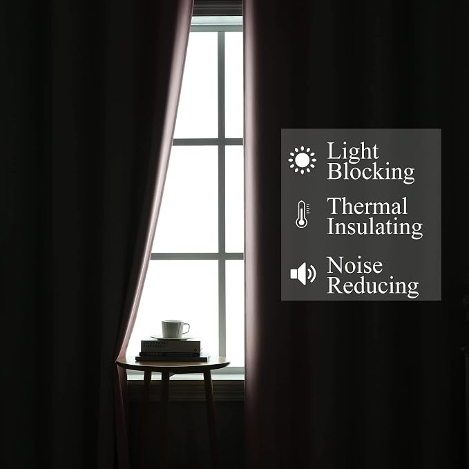 Estelar Textiler Sage and Pink Blackout Curtains 45 Inch Length, Light Blocking