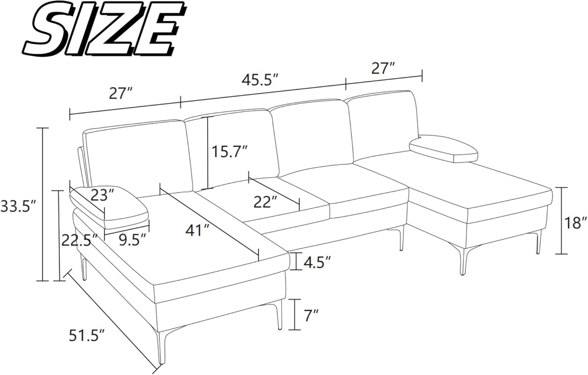 Modular Sectional Sofa, U Shaped Couch with Double Chaise, 6 Seat Comfy Sectional Couches for Living Room, Modern Lounge Modular Couch for Apartment, Dark Blue