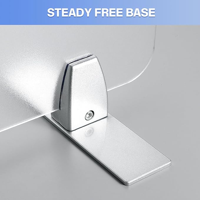 4 Packs Sneeze Guard Clamp Bracket, Sneeze Guard Shield Base for Countertop, Stick On Heavy Duty Aluminum Partition Guard Clip, Panel Support Clamp Stand for Clear Acrylic Desktop Counter Reception
