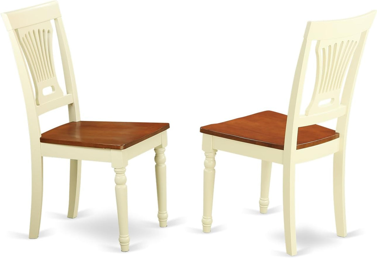 East West Furniture PLAI5-WHI-W 5 Piece Dining Room Furniture Set Includes an Oval Wooden Table with Butterfly Leaf and 4 Kitchen Dining Chairs, 42x78 Inch, Buttermilk & Cherry