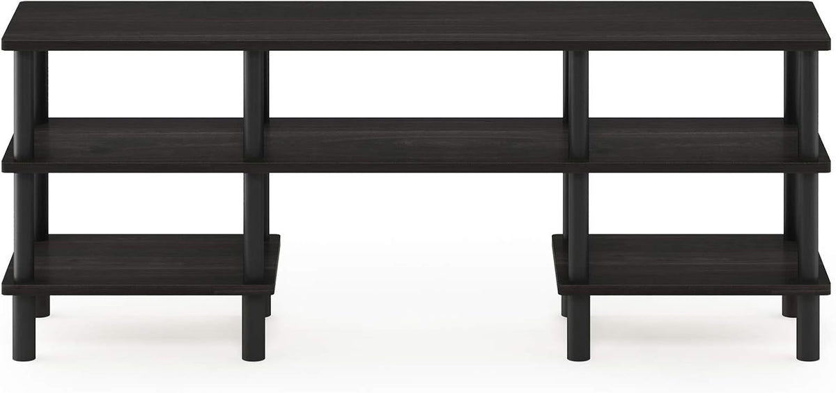 Furinno Turn-N-Tube 3-Tier Multipurpose Wide Shelf TV Stand, Espresso/Black