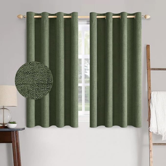MIULEE 100% Blackout Linen Textured Curtains
