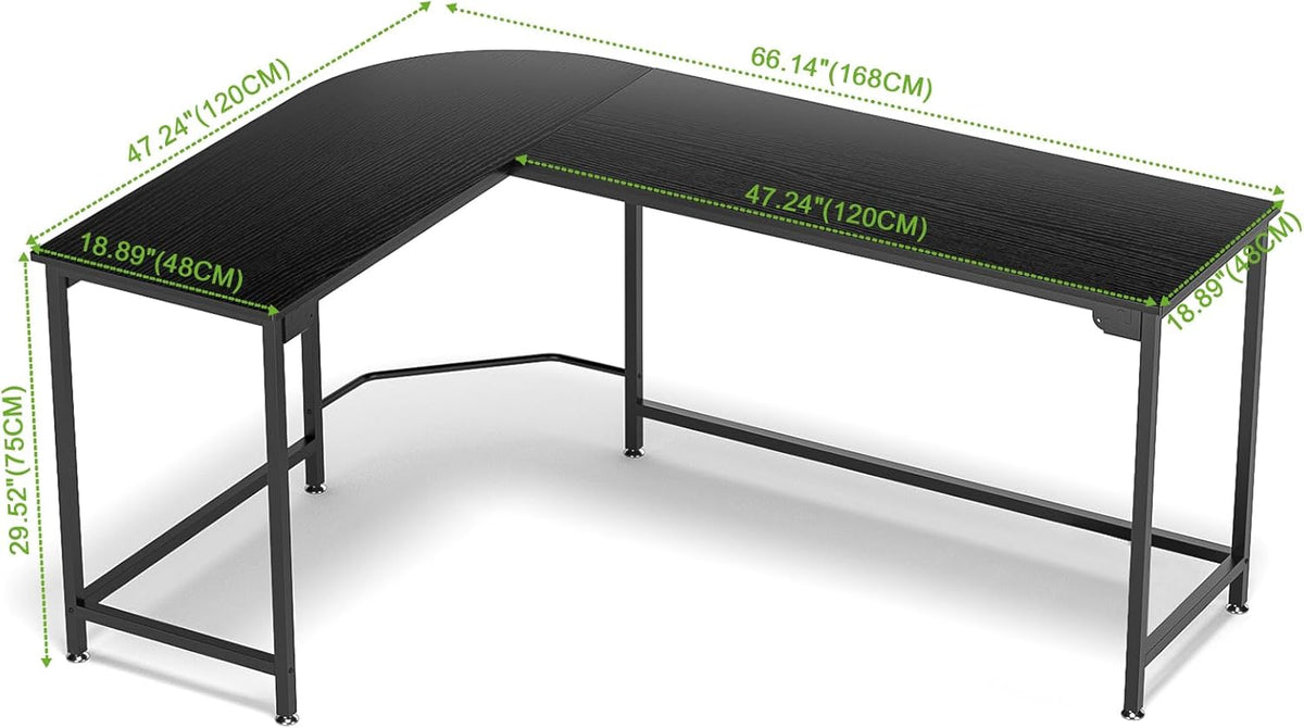 Teraves Modern L Shaped Gaming Desk 66'' Corner Computer Desk for Home Office Gaming Table Study Writing Workstation for Small Space, Easy to Assemble