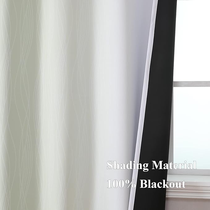 Estelar Textiler Sage Green and Greyish White Gradient Blackout Curtains