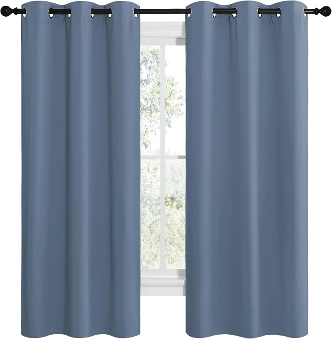NICETOWN Short Curtains for Kitchen, Thermal Insulated Solid Grommet Blackout