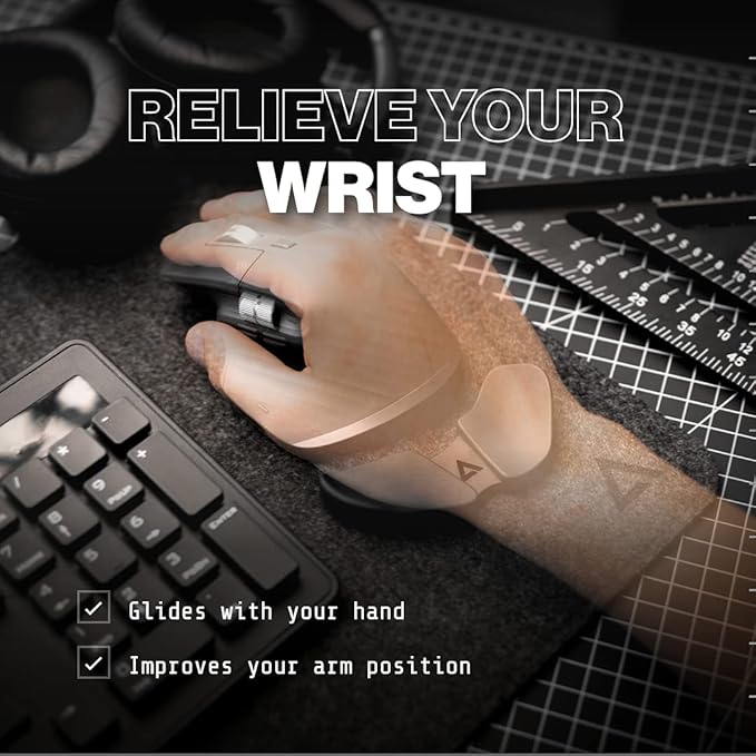 DELTAHUB Carpio 2.0 - Left-Handed Truly Ergonomic Wrist Rest for Mouse, Carpal Tunnel Support, Pain Relief, Anti-Fatigue, Easy Glide, Sleek, Office Computer, Laptop, Gaming - Small, White