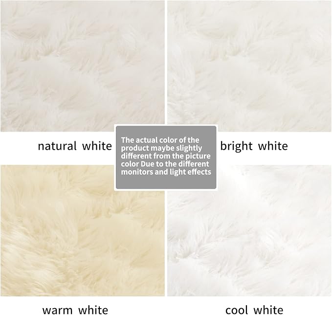 CIICOOL Faux Fur Rug White Fluffy Area Rugs