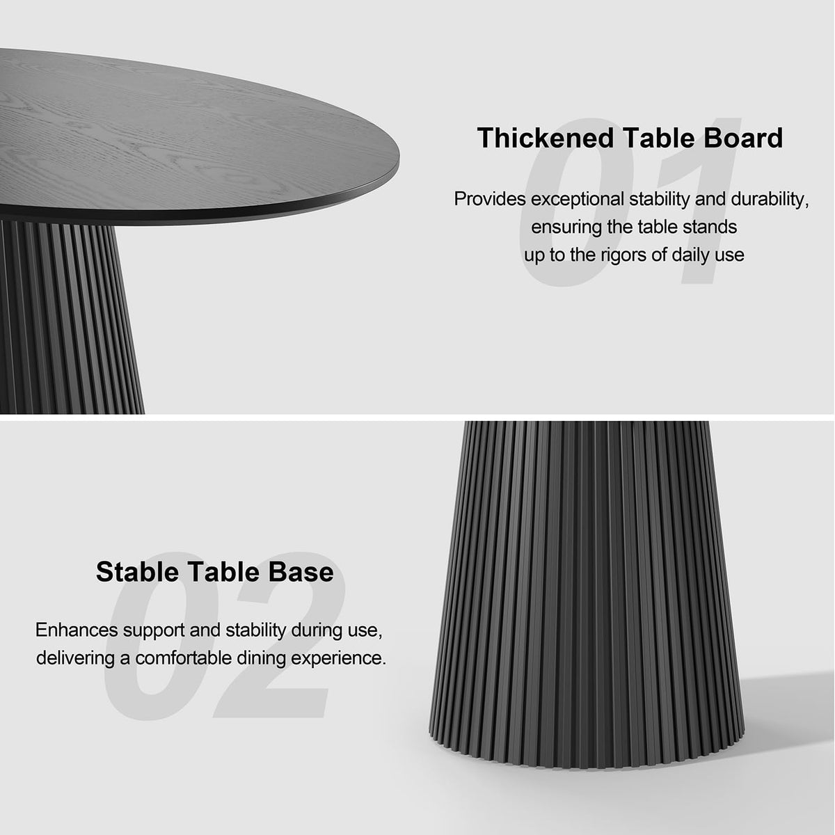 Casaphoria 67" Oval Dining Table, Modern Wood Kitchen Table with Cone Shaped Stripe Base for Living Room & Dining Room, Easy Assembly Farmhouse Furniture for 4-6, Black