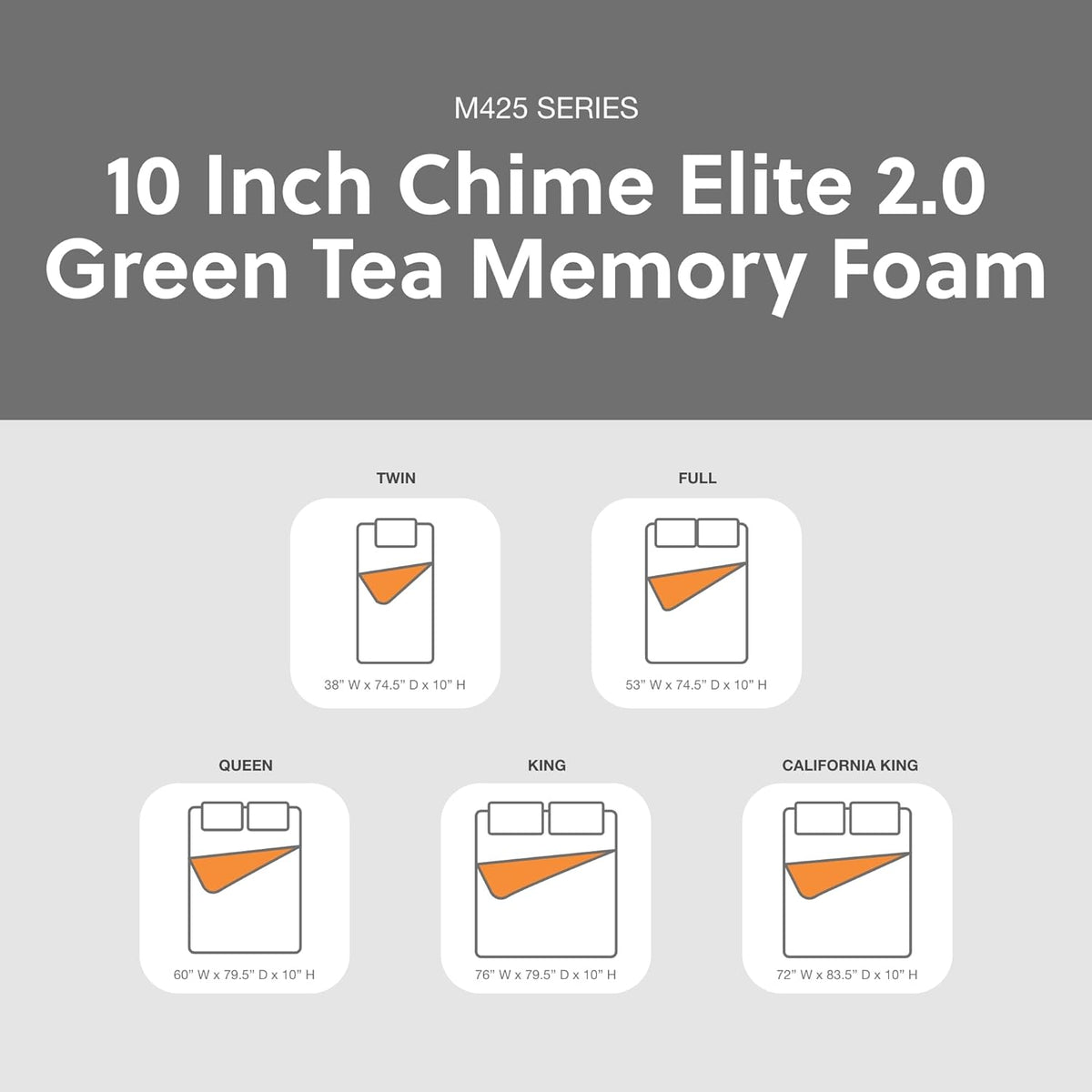 Signature Design by Ashley 10 Inch Chime Elite 2.0 Firm Green Tea Memory Foam Mattress for Cool Sleep and Pressure Relief, Full, Fiberglass Free, Mattress In A Box