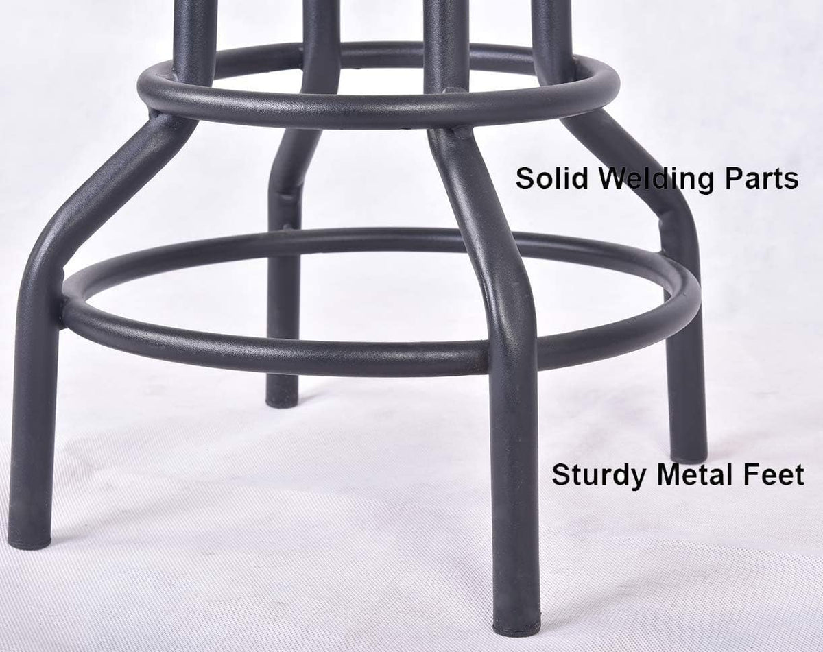 Diwhy Industrial Vintage Counter Stool, Kitchen Counter Height Adjustable Swivel Chair, Metal Frame Stool, 20.47-26.77 Inch, Fully Welded Base, Brown PU Upholstered, Set of 2