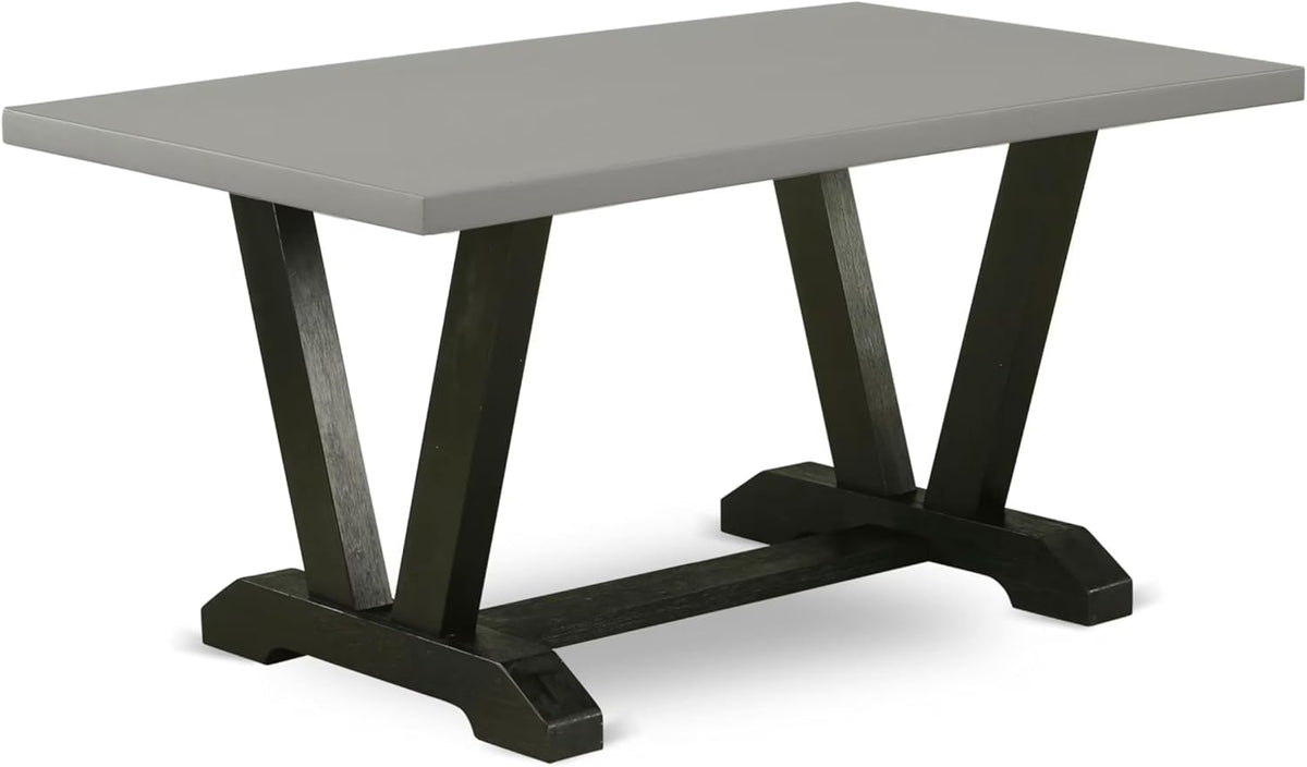 East West Furniture V696VE650-5 5 Piece Dining Set Includes a Rectangle Dining Room Table with V-Legs and 4 Dark Gotham Linen Fabric Parsons Chairs, 36x60 Inch, Multi-Color