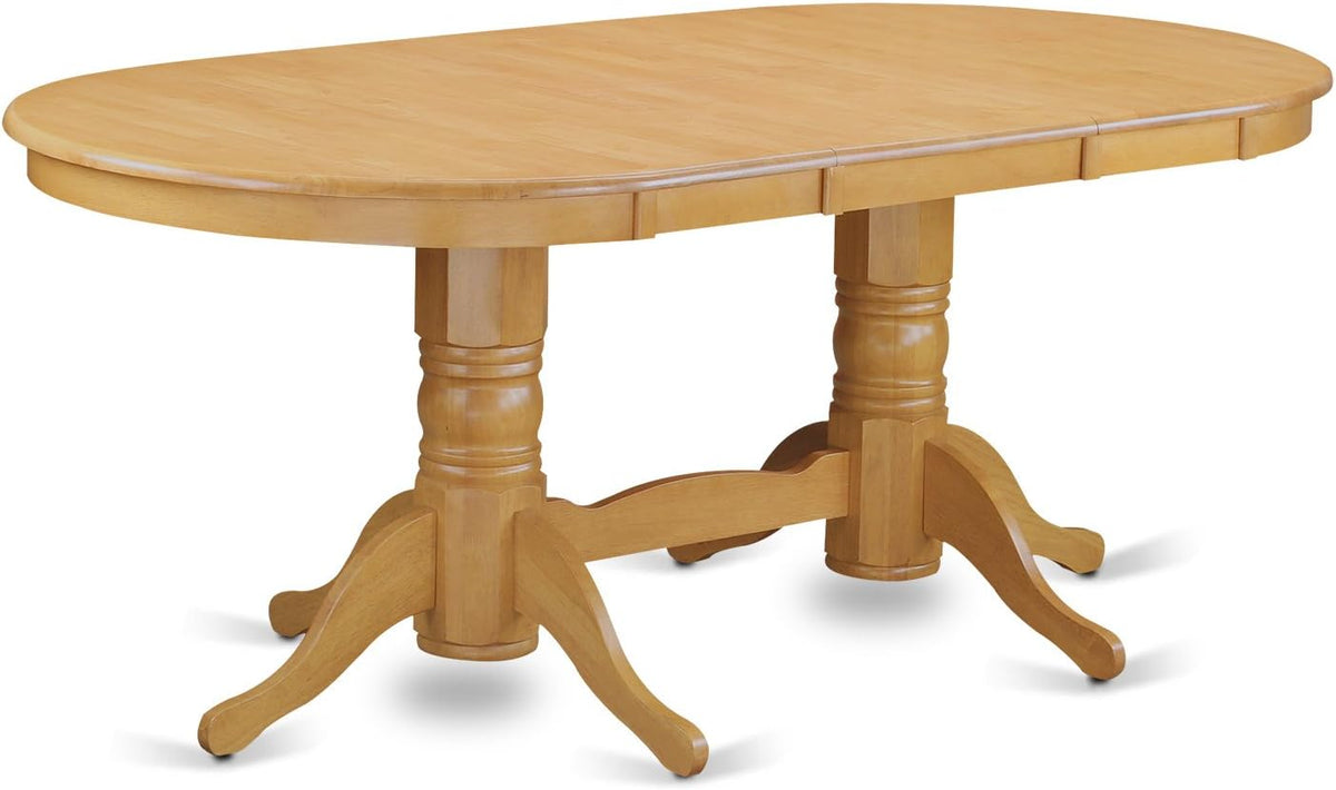 East West Furniture VAAN7-OAK-W 7 Piece Kitchen Table & Chairs Set Consist of an Oval Dining Room Table with Butterfly Leaf and 6 Solid Wood Seat Chairs, 40x76 Inch, Oak