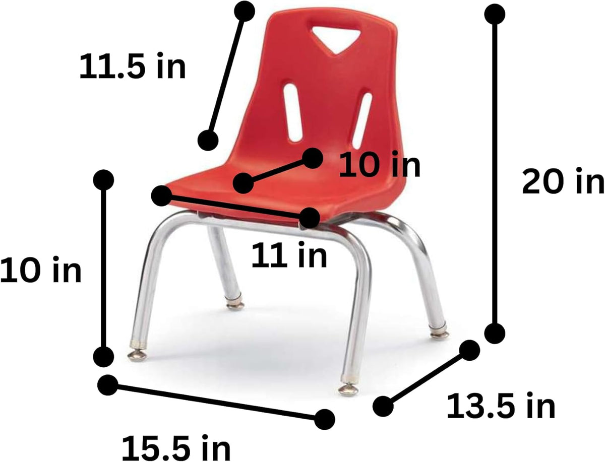 Berries Jonti-Craft 8140JC6008 Stacking Chairs with Chrome-Plated Legs, 10" Height, Red, Pack of 6