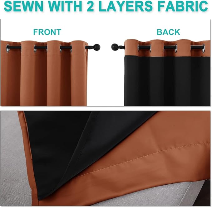 NICETOWN 100% Blackout Blinds, Burnt Orange, Laundry Room Decor Window
