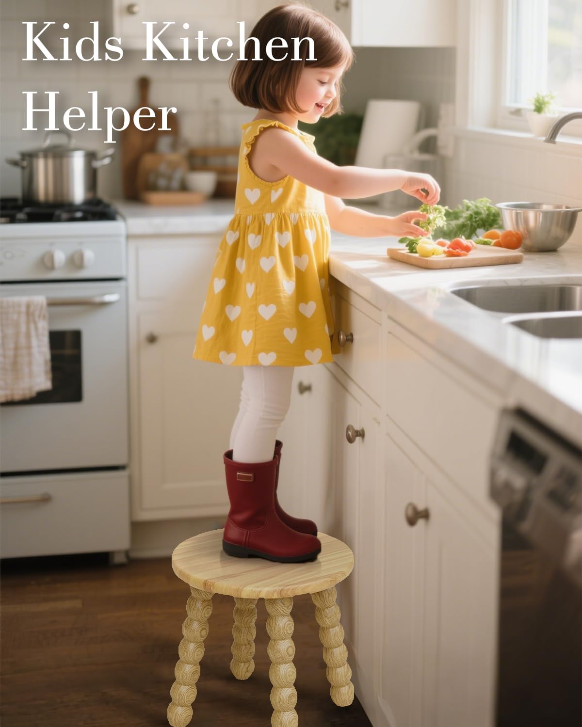 Masupu Solid Wooden Step Stool for Adults Kids, 11 inch Small Foot Stool, Non-Slip One Step Stool, Sturdy Foot Stool for Bathroom, Bedroom, Kichen, Plant Stand(Natural)