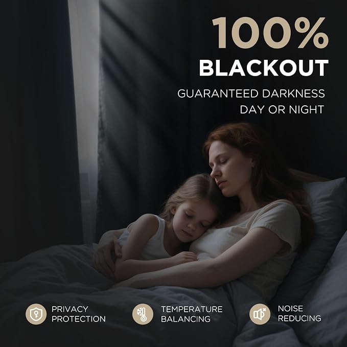 Joydeco 100% Blackout Curtains for Bedroom