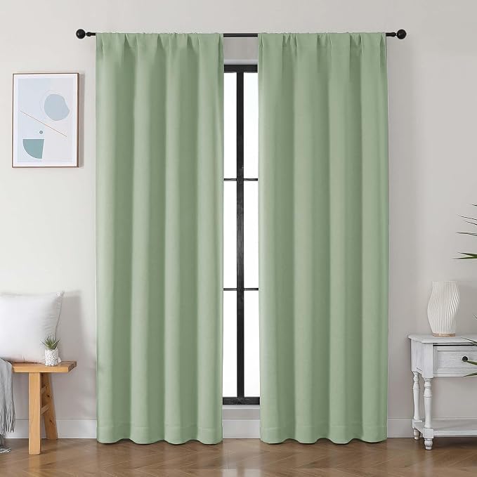Simplebrand Ava Light Green Blackout Curtains