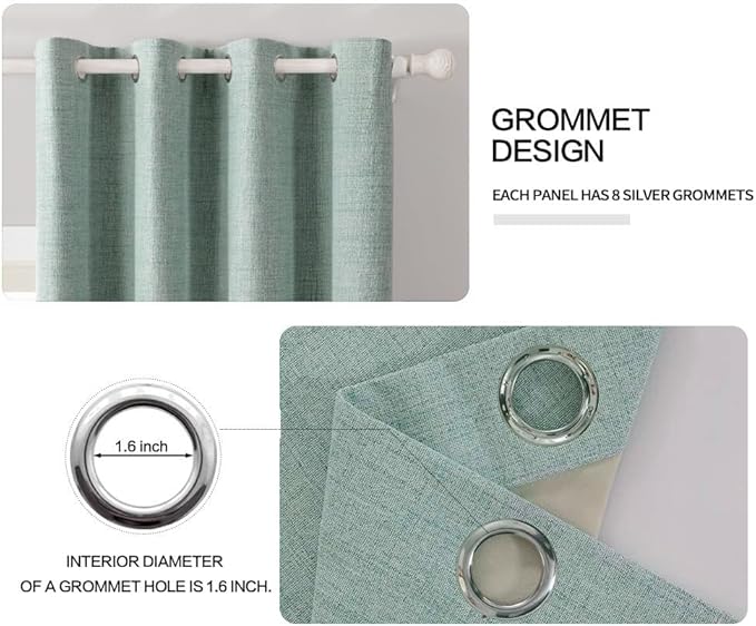 MIULEE Linen Texture Curtains for Bedroom Solid 100% Blackout Thermal Insulated