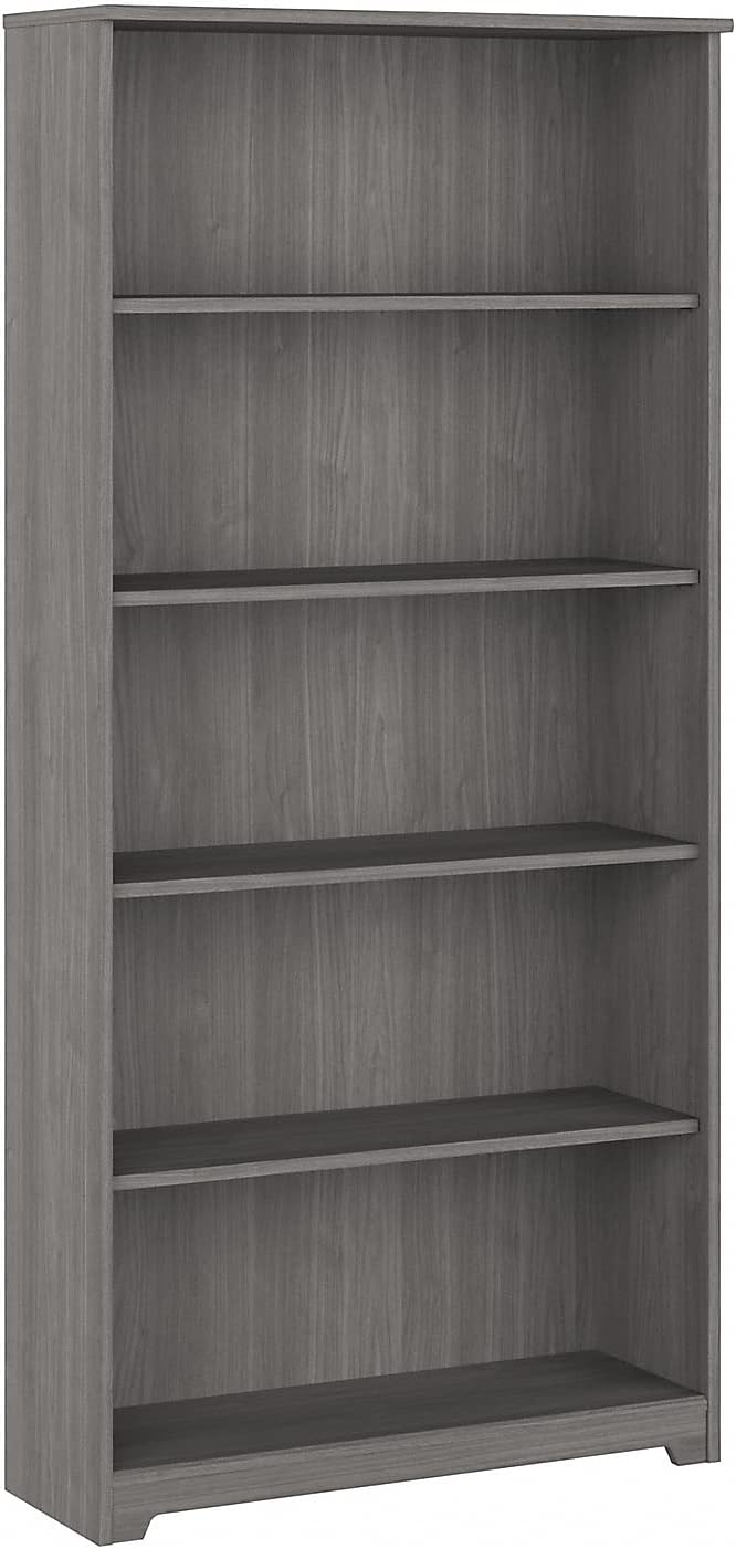 Bush Furniture Cabot Tall 5 Shelf Bookcase | Large Open Bookshelf in Modern Gray | Sturdy Display Cabinet for Library, Living Room, and Home Office