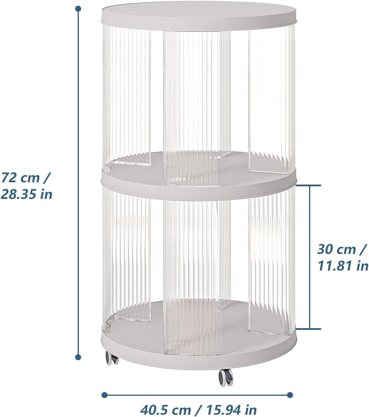 Rotating Bookshelf, 360°Display Spinning Bookshelf, 2 Tiers Moveable White Small Mobile Corner Bookcase Suitable for Bedrooms, Living Looms, Offices, and Study Rooms
