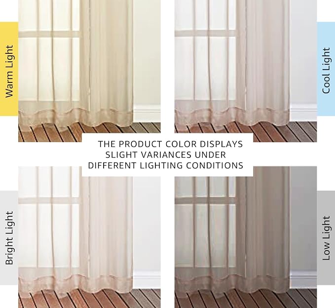 NICETOWN Taupe Voile Sheer Curtains 108 inches Long