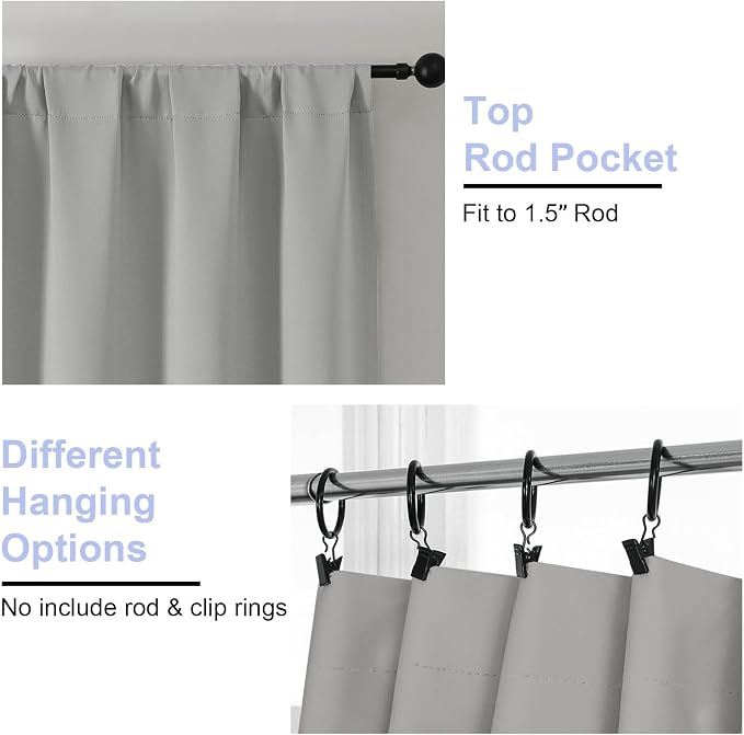 Simplebrand Silver Grey Blackout Curtains