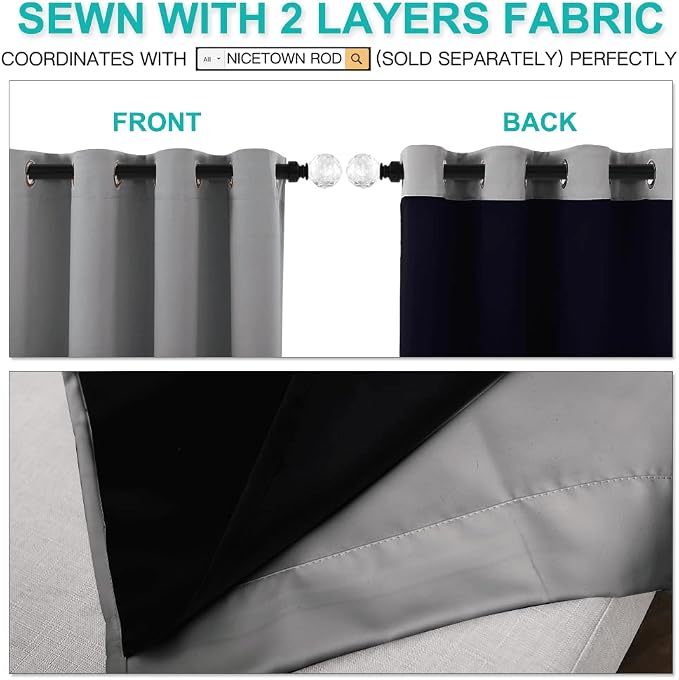 NICETOWN Total Shade Curtains and Draperies, Heavy-Duty Full Light Shading