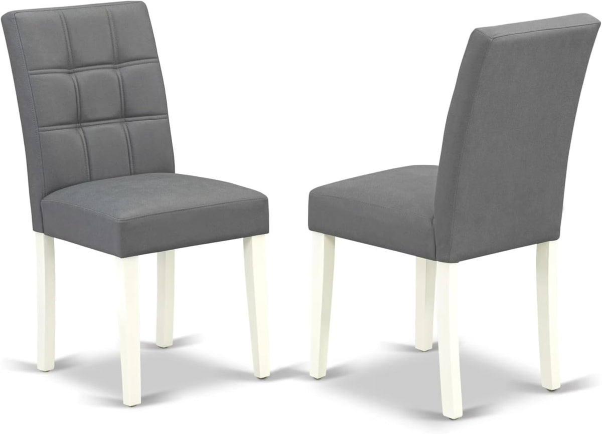 East West Furniture DOAS7-LWH-41 7 Piece Modern Dining Table Set Includes A Wood Table and 6 Platinum Gray Polyester Fabric Padded Chairs with Stylish Back- Linen White Finish